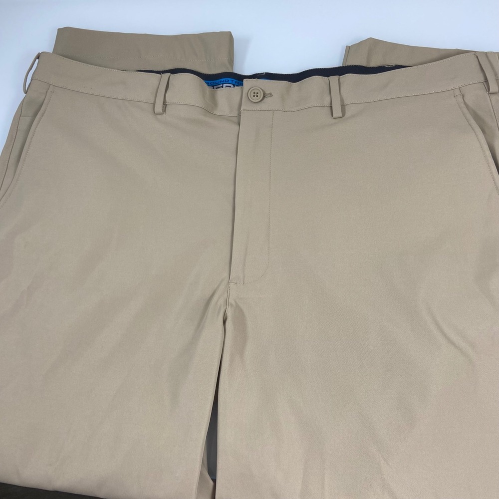 Roundtree & Yorke Performance Golf Pants Work Play 44x29 Beige Work Play Casual